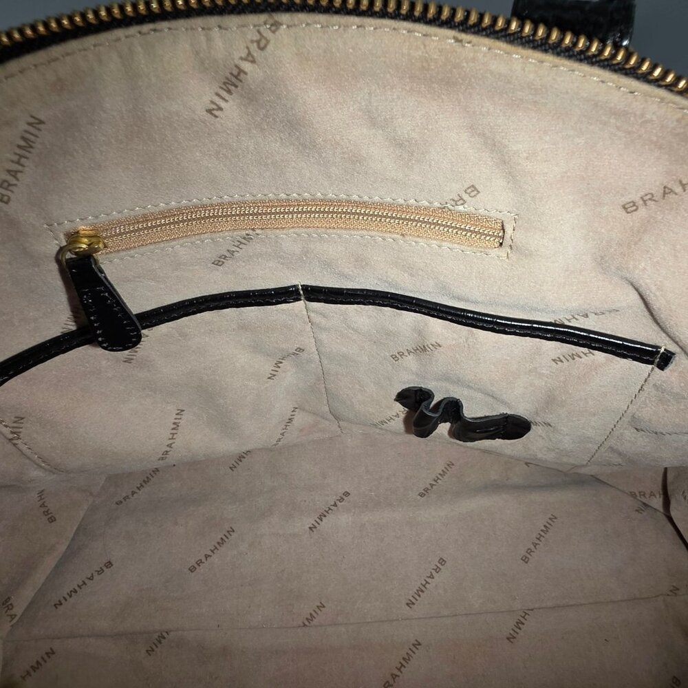 Brahmin Duxbury Satchel Black Melbourne Croc Embossed Leather Designer Purse Bag - Picture 14 of 16